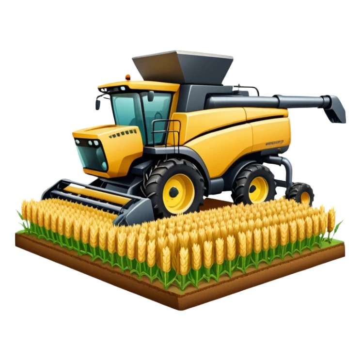 An icon featuring a wheat field, a combine harvester, fertilizer formulas, and plant cells, symbolizing agronomy. The design includes a microscope and soil layers, representing plant science, crop management, and sustainable farming practices. Transparent background highlights agricultural research sticker