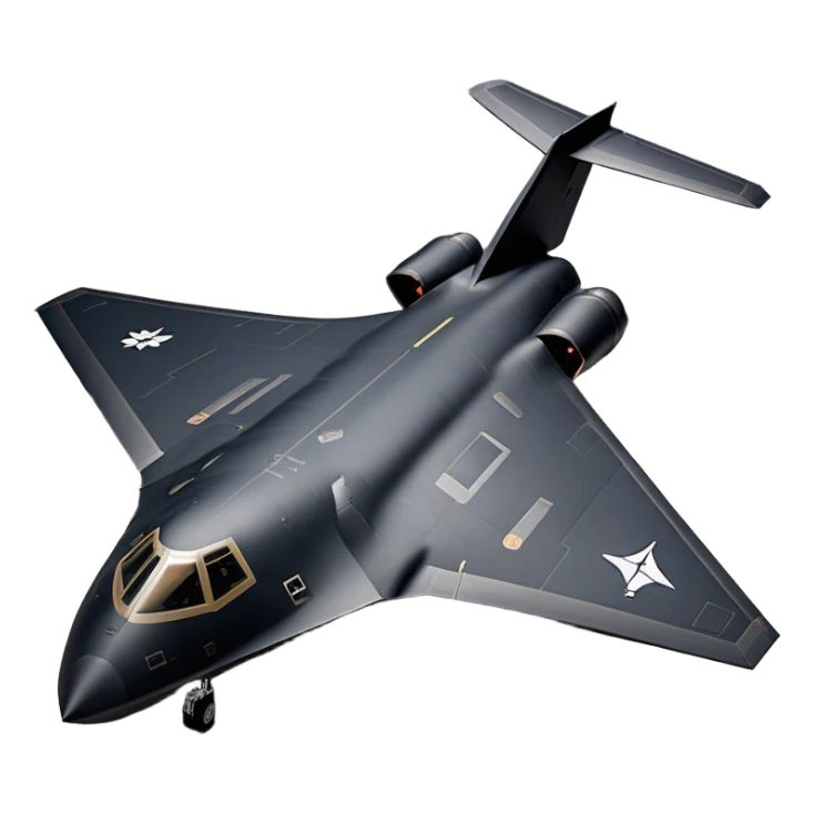 B-2 Spirit bomber - Northrop B-2 (Model Year: 2021) (Iconic colour: Stealth black) - A sleek, stealth bomber with smooth, angular contours and a matte jet-black finish. Emphasize a futuristic, minimalist design with a seamless fuselage, low-profile wings, and an overall intimidating stealth aesthetic. sticker