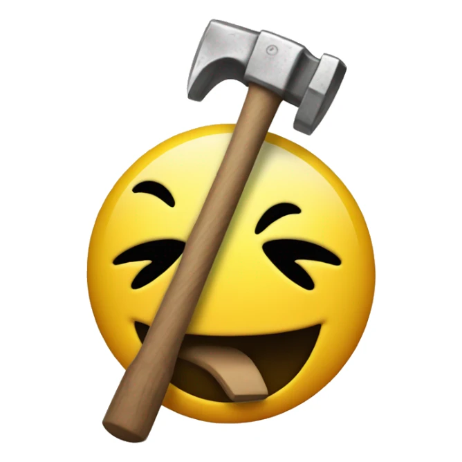 Smiley face with hammer bonking it's head sticker