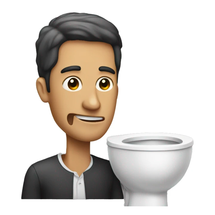 a man with a long neck that comes out a toilet sticker