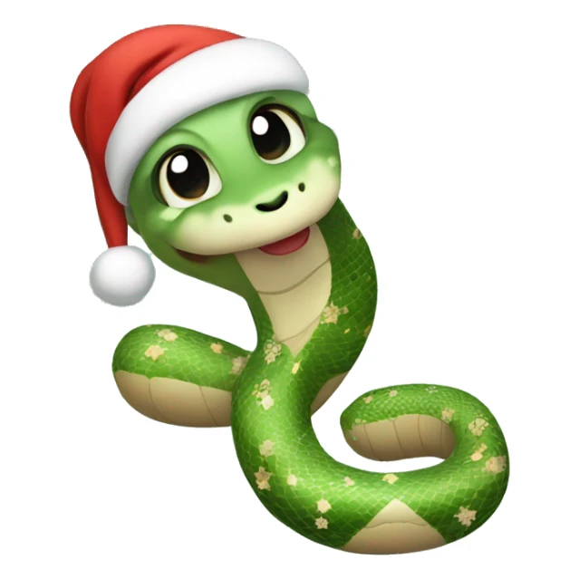 Cute snake with snowflakes and christmas hat sticker