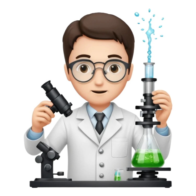 a victorian scientist carrying out an experiment with petri dish and microscope sticker