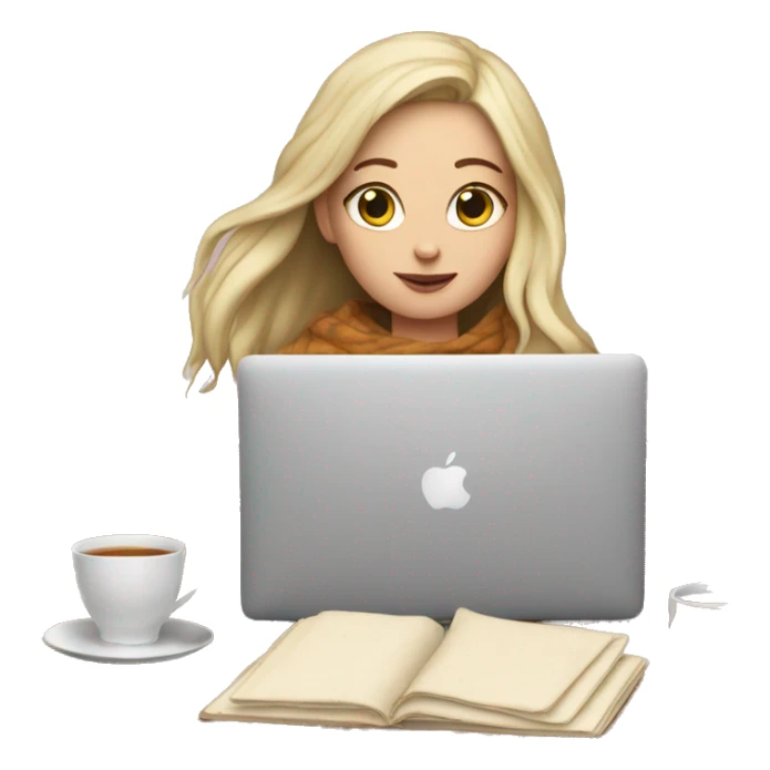 White Girl drinking tea with blanket on a macbook sticker