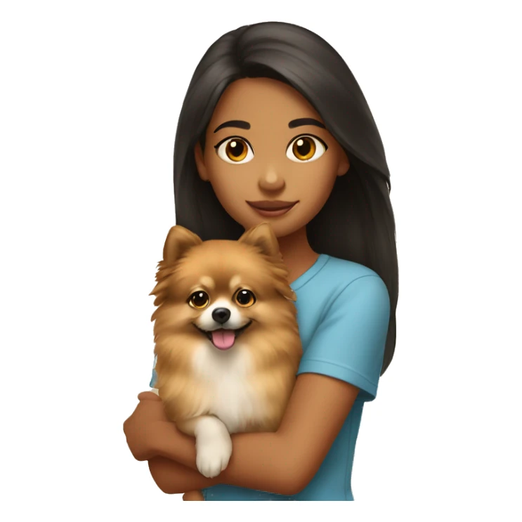 Young Latina girl with Pomeranian sticker