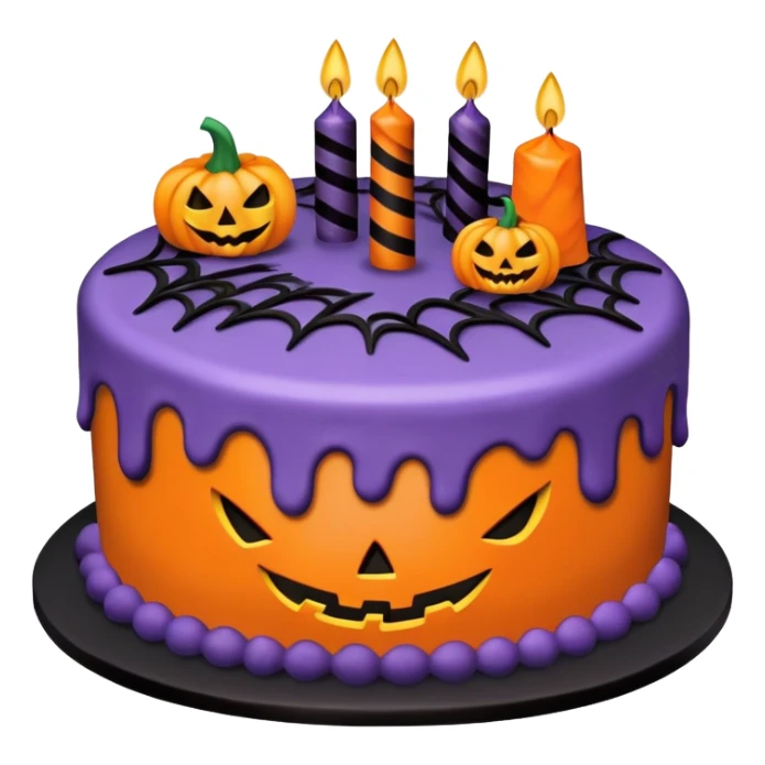 Halloween Birthday cake, purple, black, and orange sticker