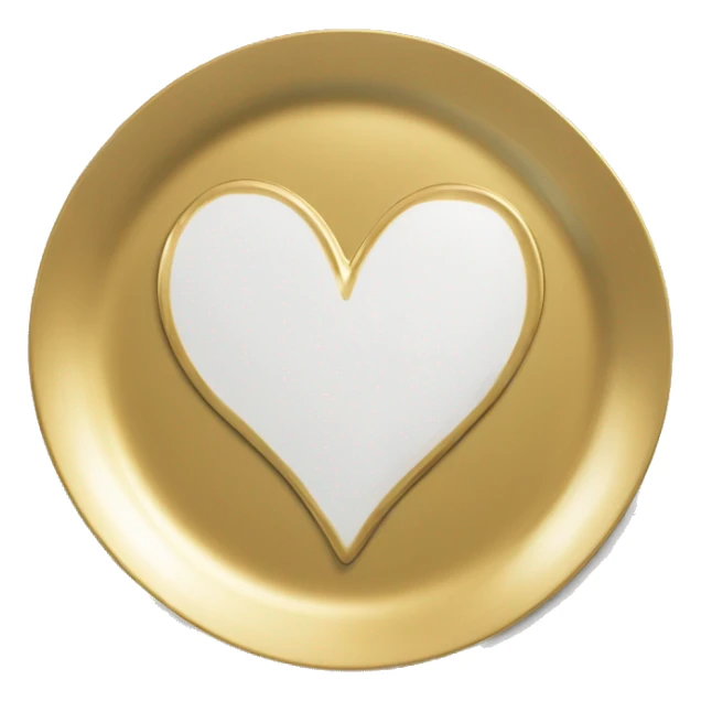 Realistic laying flat empty gold heart charger plate. sticker