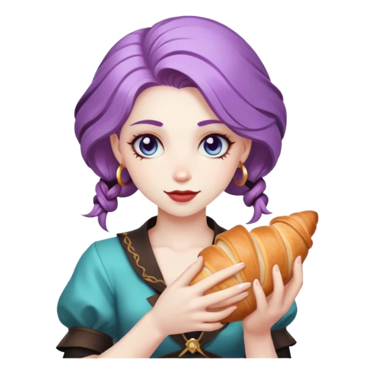 Jinx from arcane holding a croissant  sticker