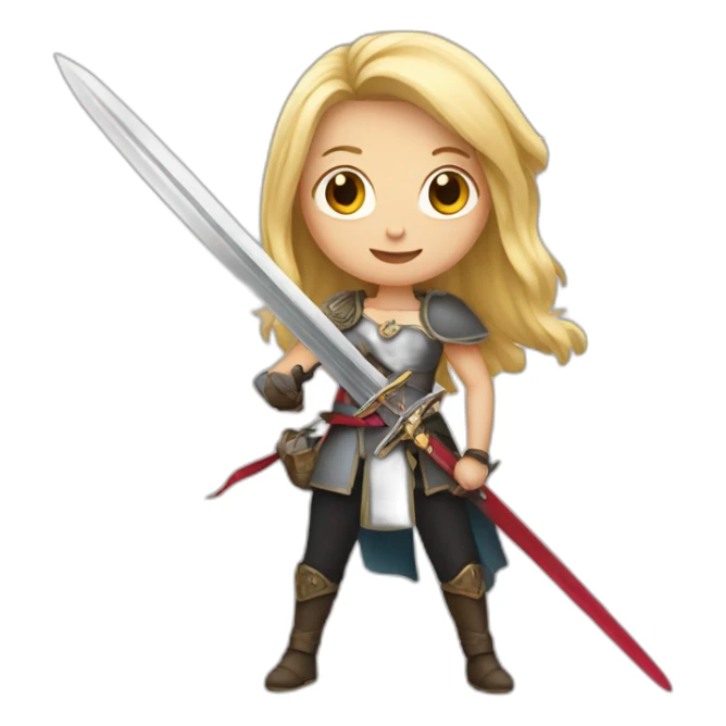 Woman blonde with sword and rabbit sticker