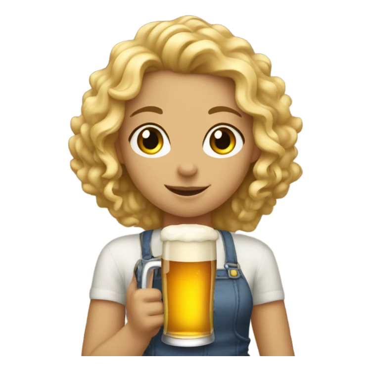 blonde curly girl drinking beer sticker