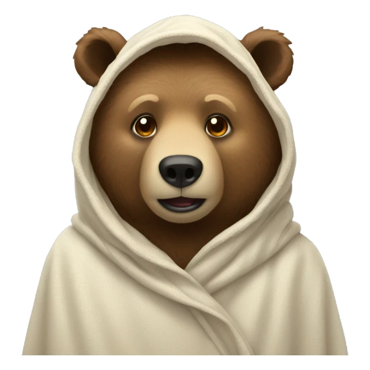 Bear wearing a blancket as a hoodie sticker