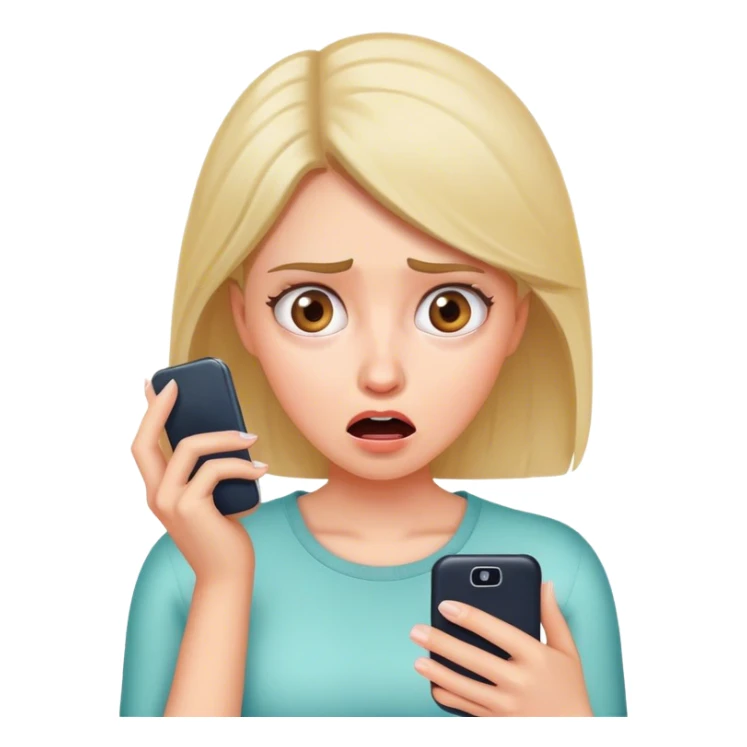 Woman looking at cell phone shocked sticker