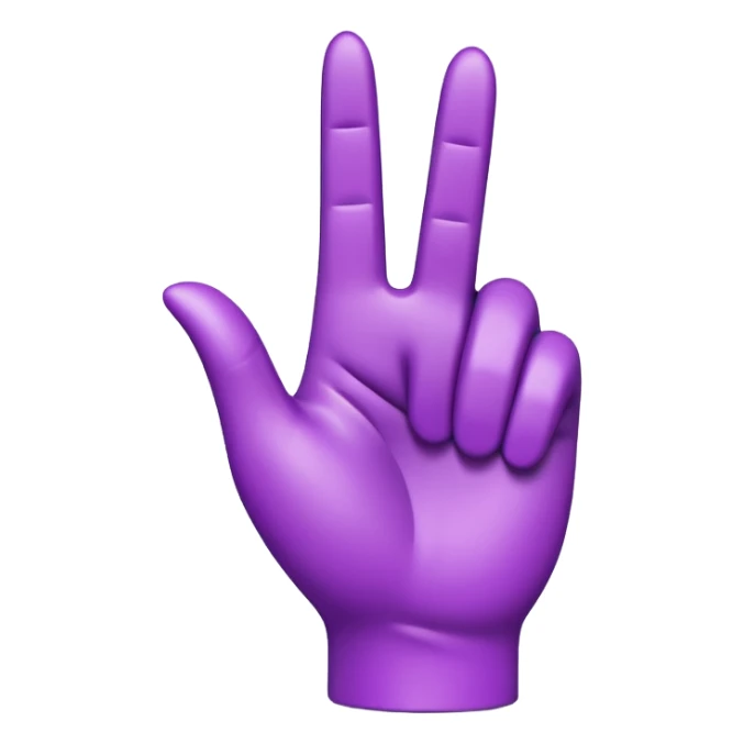 A 3D emoji-style human hand making a ‘pointing up with one finger’ gesture. The entire hand is colored in vibrant purple, with smooth glossy texture, simple shading, and no background. sticker
