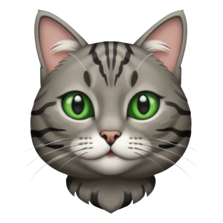 A high-resolution photo-realistic digital illustration of a grey tabby cat, chest upward sticker