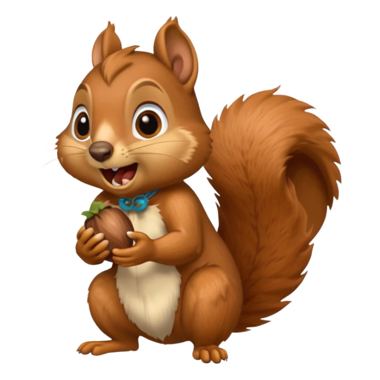 long toothed squirrel eats acorn, panicking in fear sticker