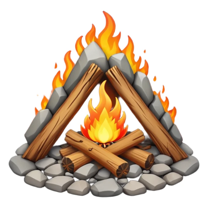 campfire surrounded by stones, tribal style emoji sticker