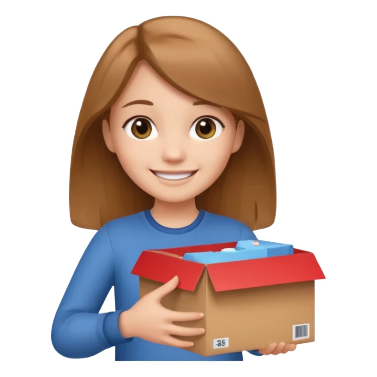 Smiling girl holding a box in her hand sticker