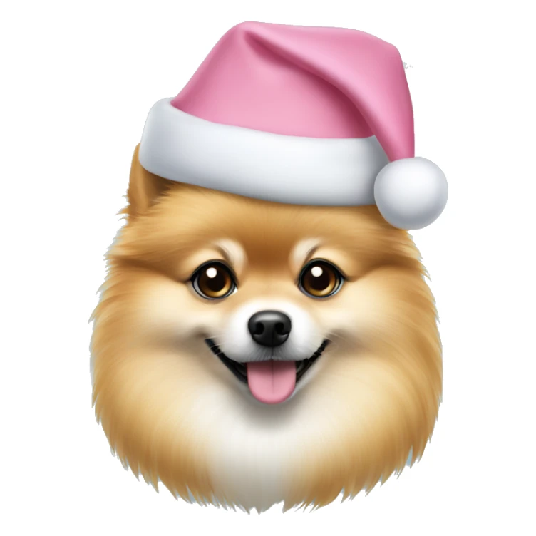 pomeranian dog light blue eyes pink christmas hat on sticker