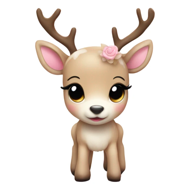 Cute beige baby reindeer white and baby pink sticker