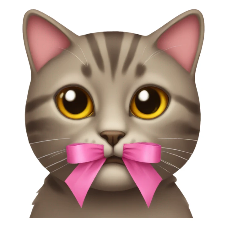A cat wears pink ribbon sticker