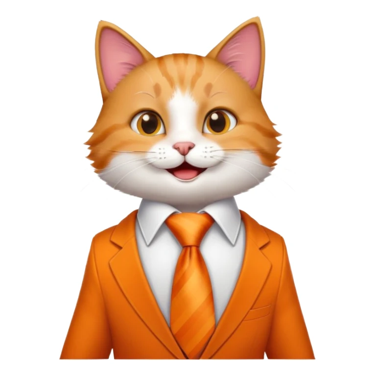 happy boy cat wearing a professional necktie, cheerful expression sticker