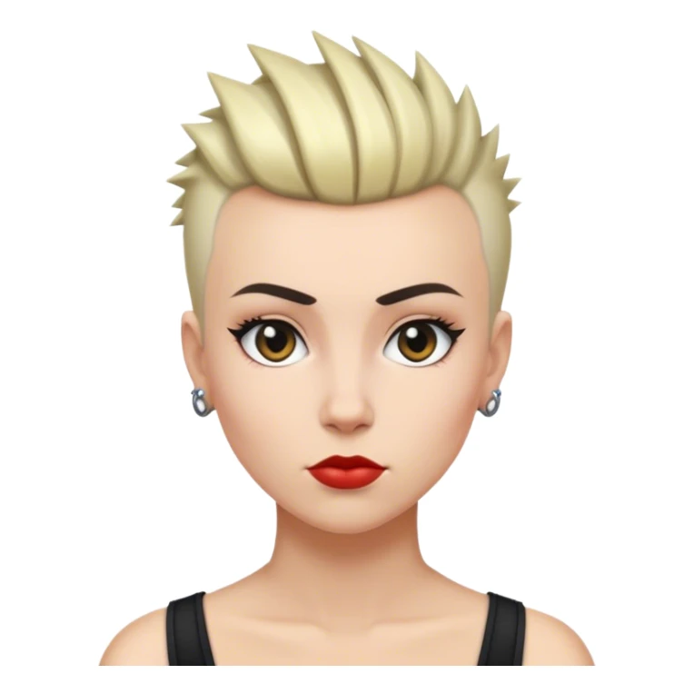 White woman with short hair mohawk black style sticker