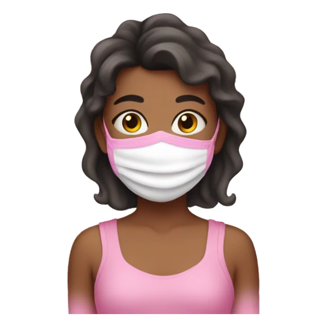 A girl after take a bath wearing pink mask sticker