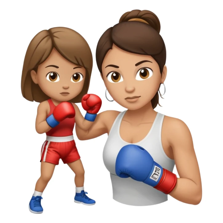 Light brunette fit mom boxing with baby boy sticker