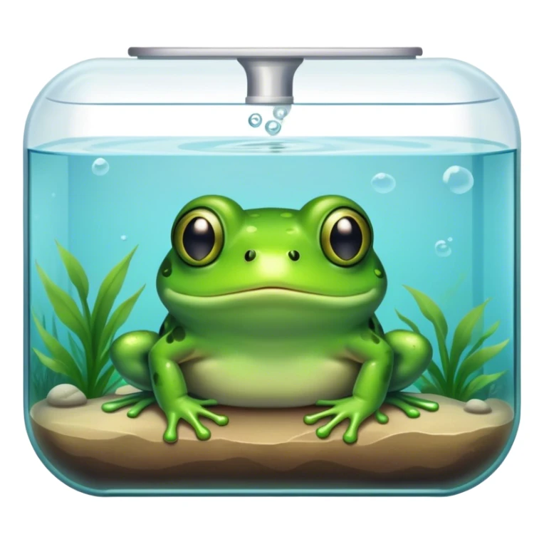 The frog is sad because he got caught in the aquarium sticker