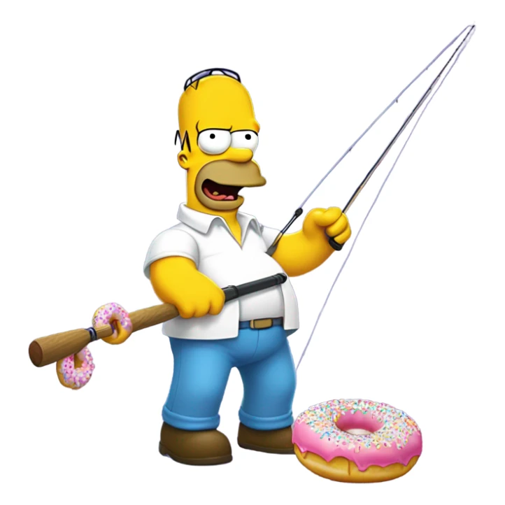 Homer Simpson fishing a donut sticker