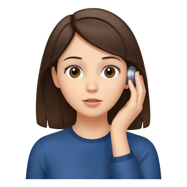 brunette tucking hair behind ear while looking ip sticker