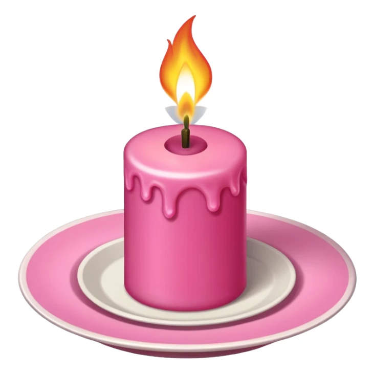 A drawing of a flaming pink candle that could be used at a romantic dinner table. The camera should be isometric at a high angle. sticker