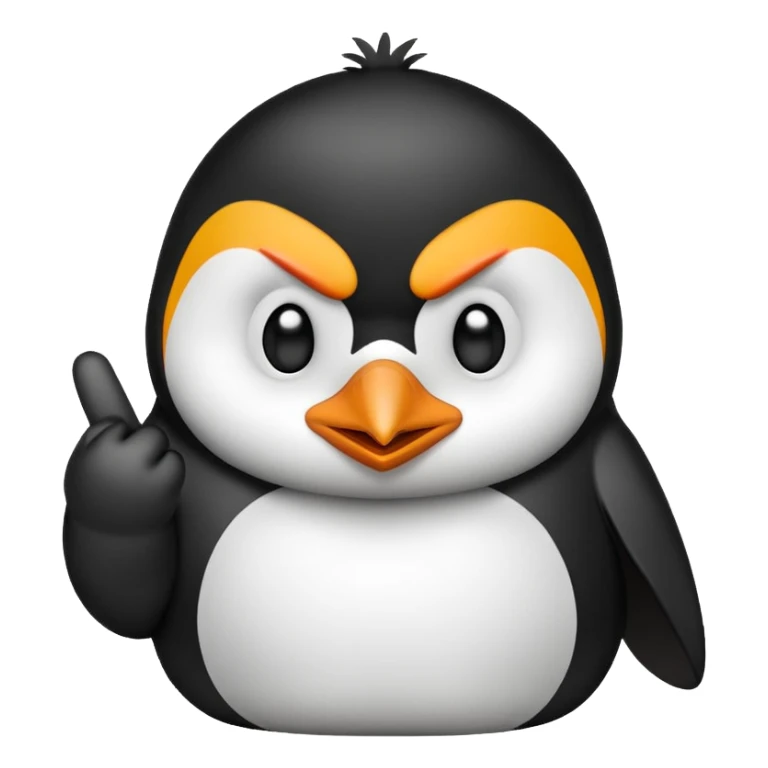 Penguin throwing up the middle finger with an angry look on his face sticker
