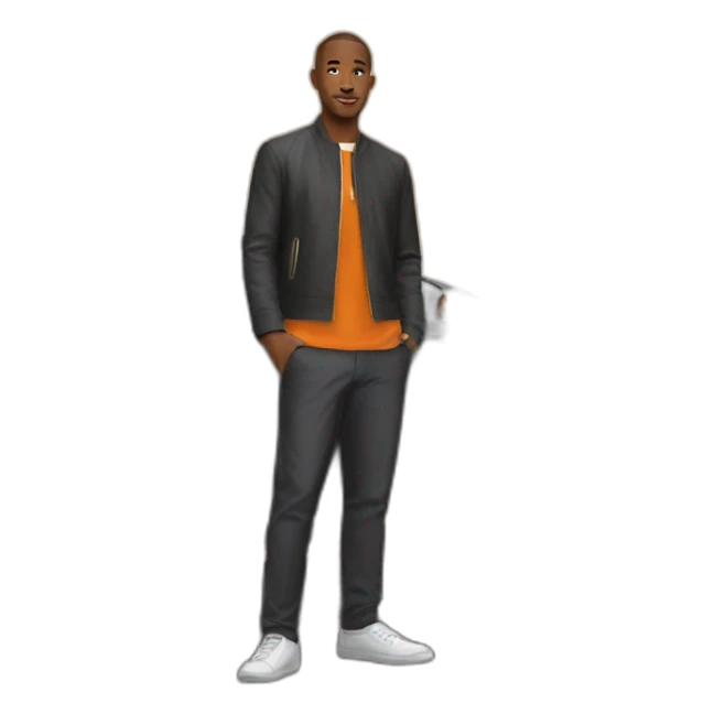 Andrew tate standing in front of a Orange-gold Bugatti  sticker