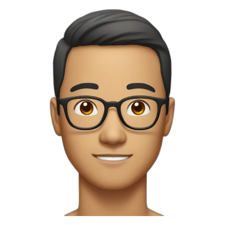 Handsome Asian man wear glasses with brown skin sticker