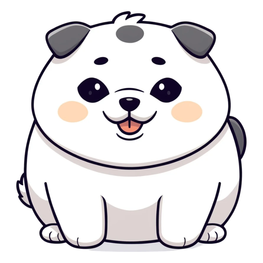 Fat black and white dog  sticker