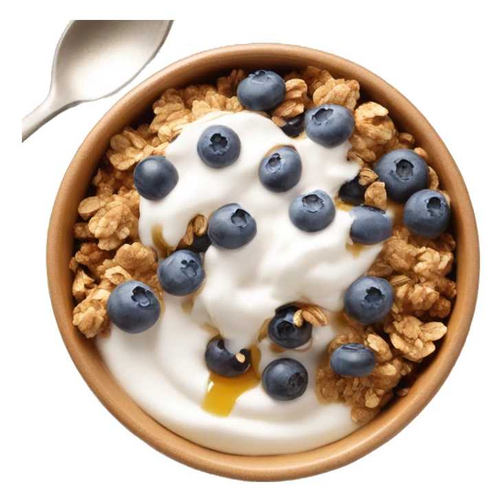 Yogurt in a bowl with granola and blueberries topped with honey drizzle  sticker