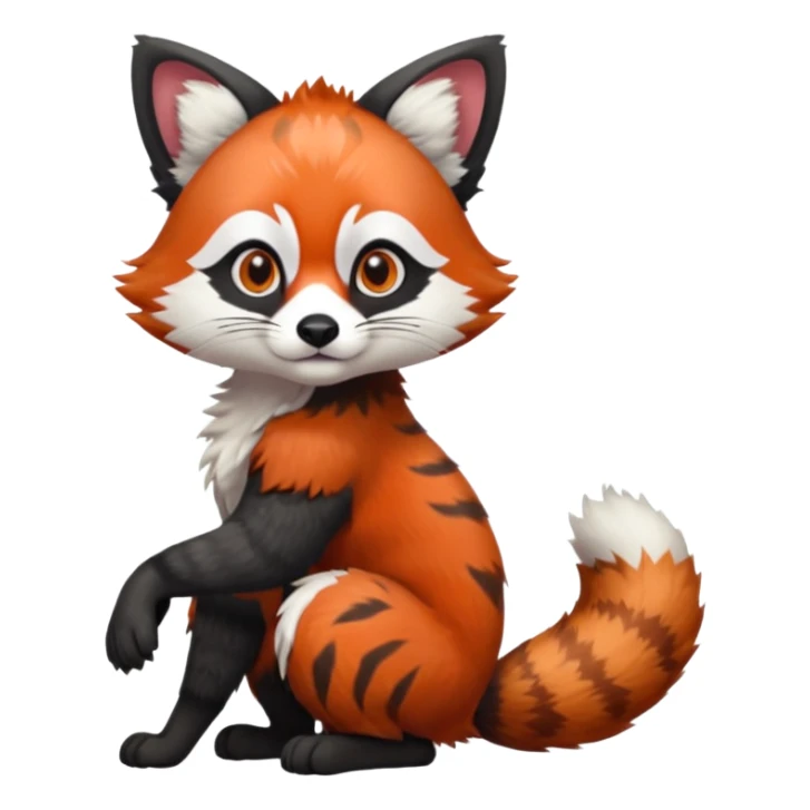 Silver-Fox-red-panda-serval-hybrid-fusion-animal-creature, full body  sticker