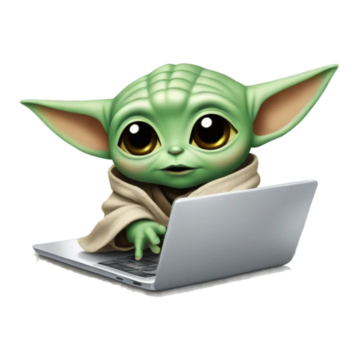 A cute Baby Yoda from Star Wars with a laptop sticker