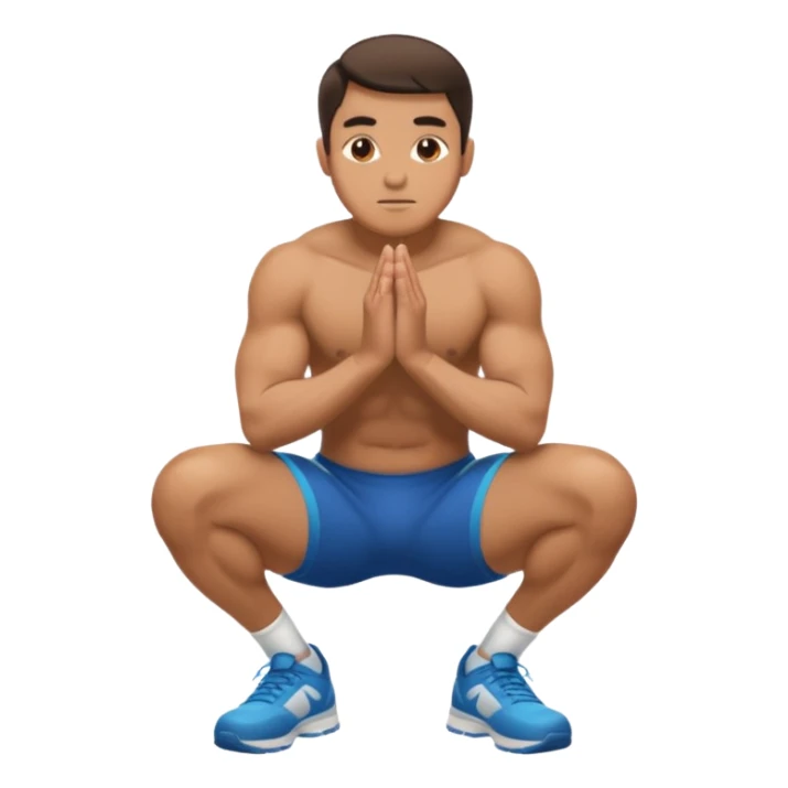A regular man squatting with his hands on his knees sticker