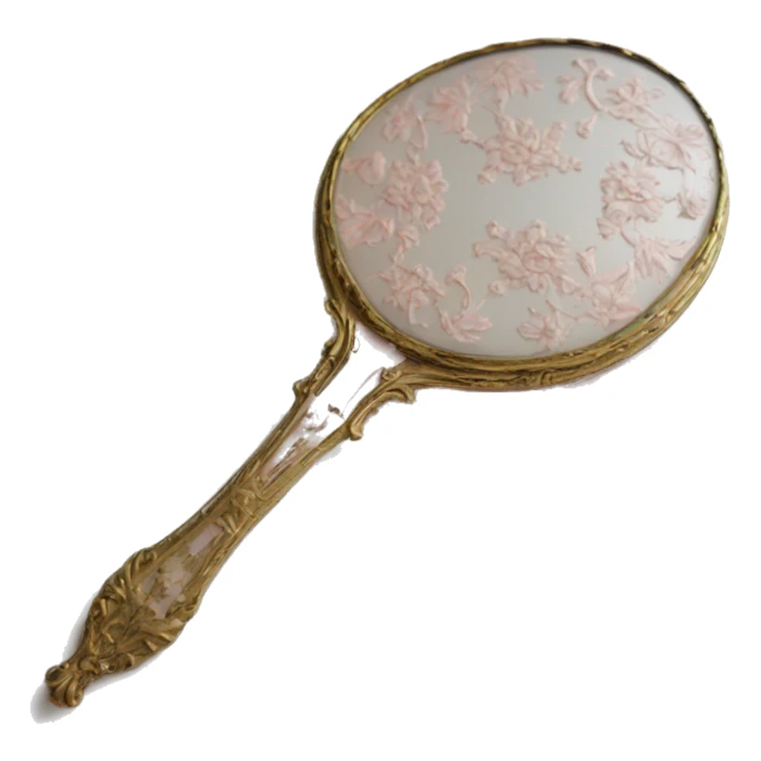 vintage rococo light pink dainty floral hand mirror sticker