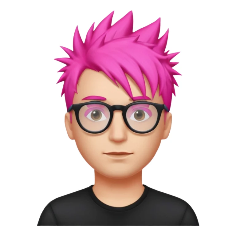 Man with neon pink spiky hair and glasses sticker
