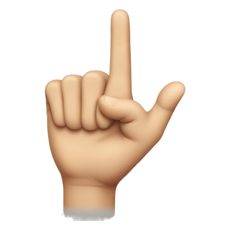 Index finger pointing upward, showing the back of the hand while doing so.
 sticker