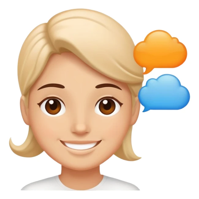 smiling face with balanced thought bubbles of work and relaxation sticker