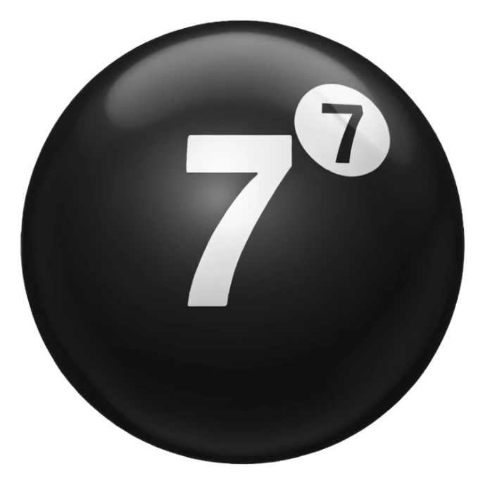 Black Pool ball with the number 7 on it. Only number 7 on it  sticker