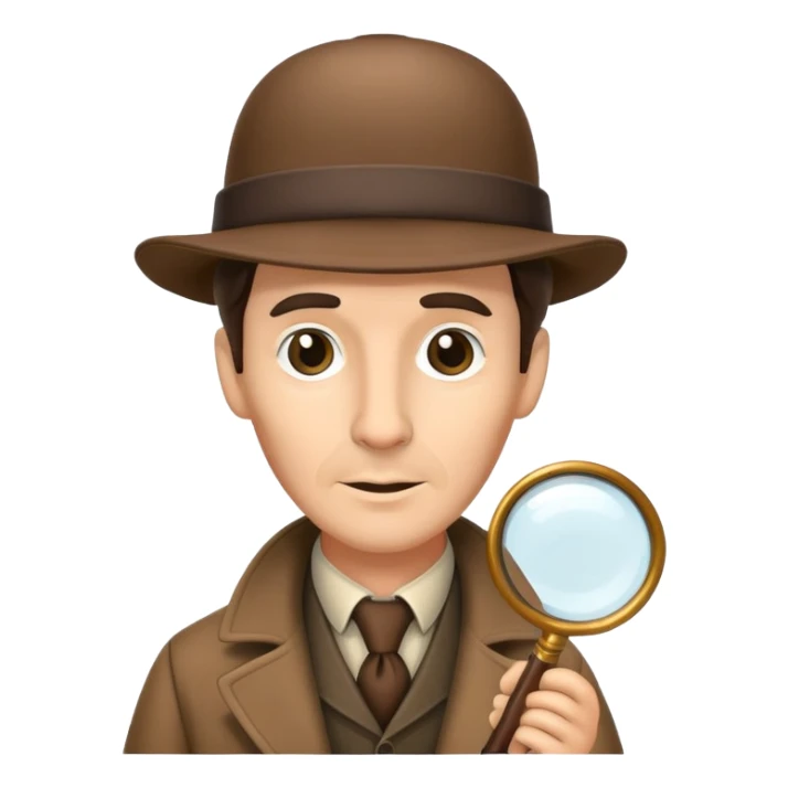 Sherlock Holmes with deerstalker hat, pipe, and magnifying glass sticker