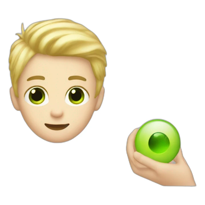 Boy with blonder hair and green eye and catch mobile  sticker