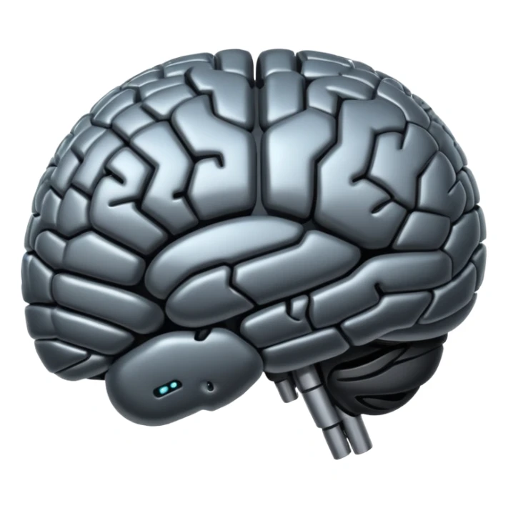   Create an emoji in which it is representing AI brain in black color professional and luxury  AI sticker