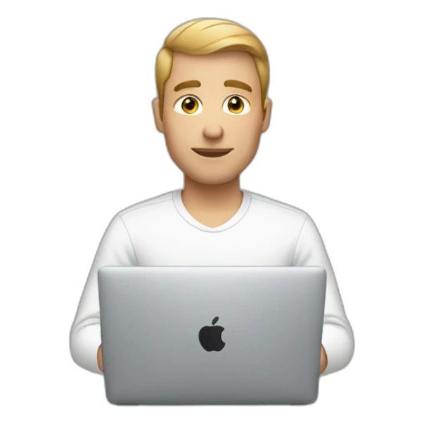 men with short hair working on a mac sticker