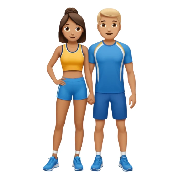 full-length happy couple in sportswear sticker