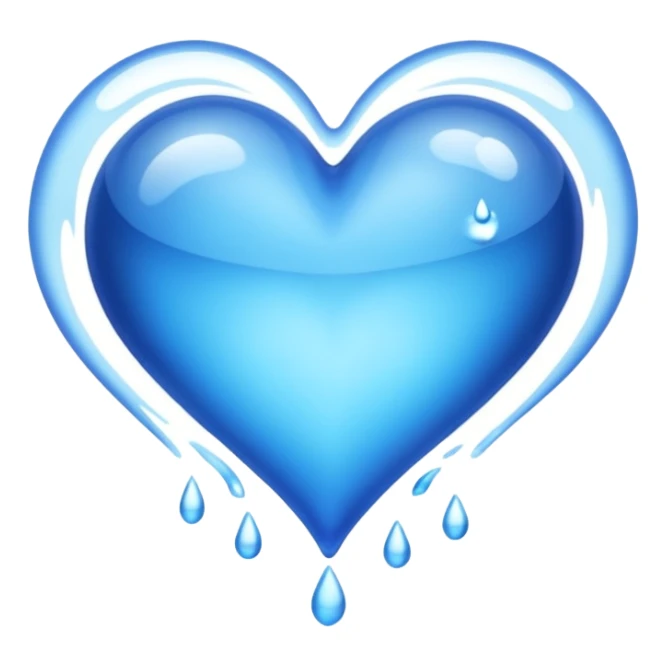 Emoji of blue heart inside water flowing sticker